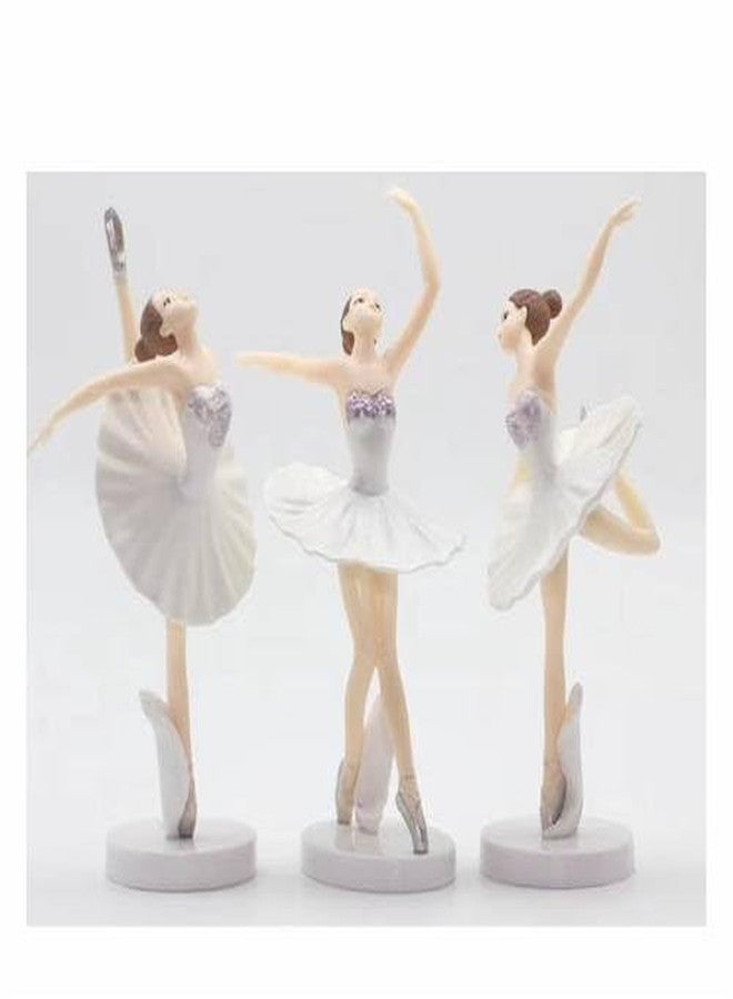 OM KRAFT Ballerina Dancer Cake Topper Set - Elegant Ballet Girl Figurines for Birthday, Wedding & Theme Cake Decoration (Set of 3, White) - Image 1